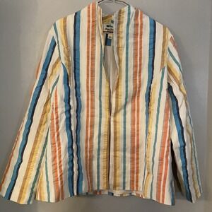 Norm Thompson Womens Shirt Jacket Striped Multi Cotton Spandex Size M